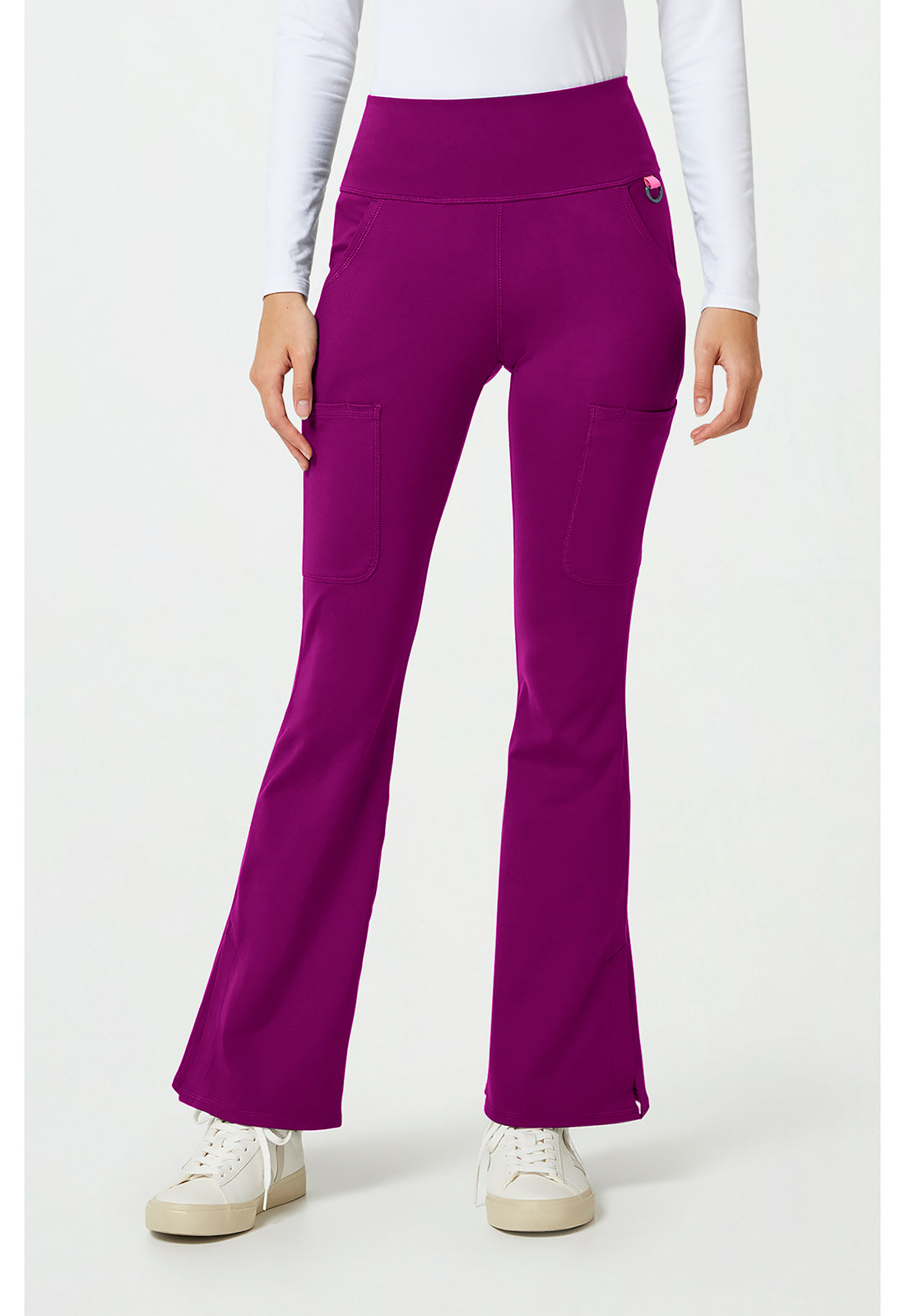 Amp Knit MC150 Women's Flare Leg Yoga Scrub Pants Plum Royale