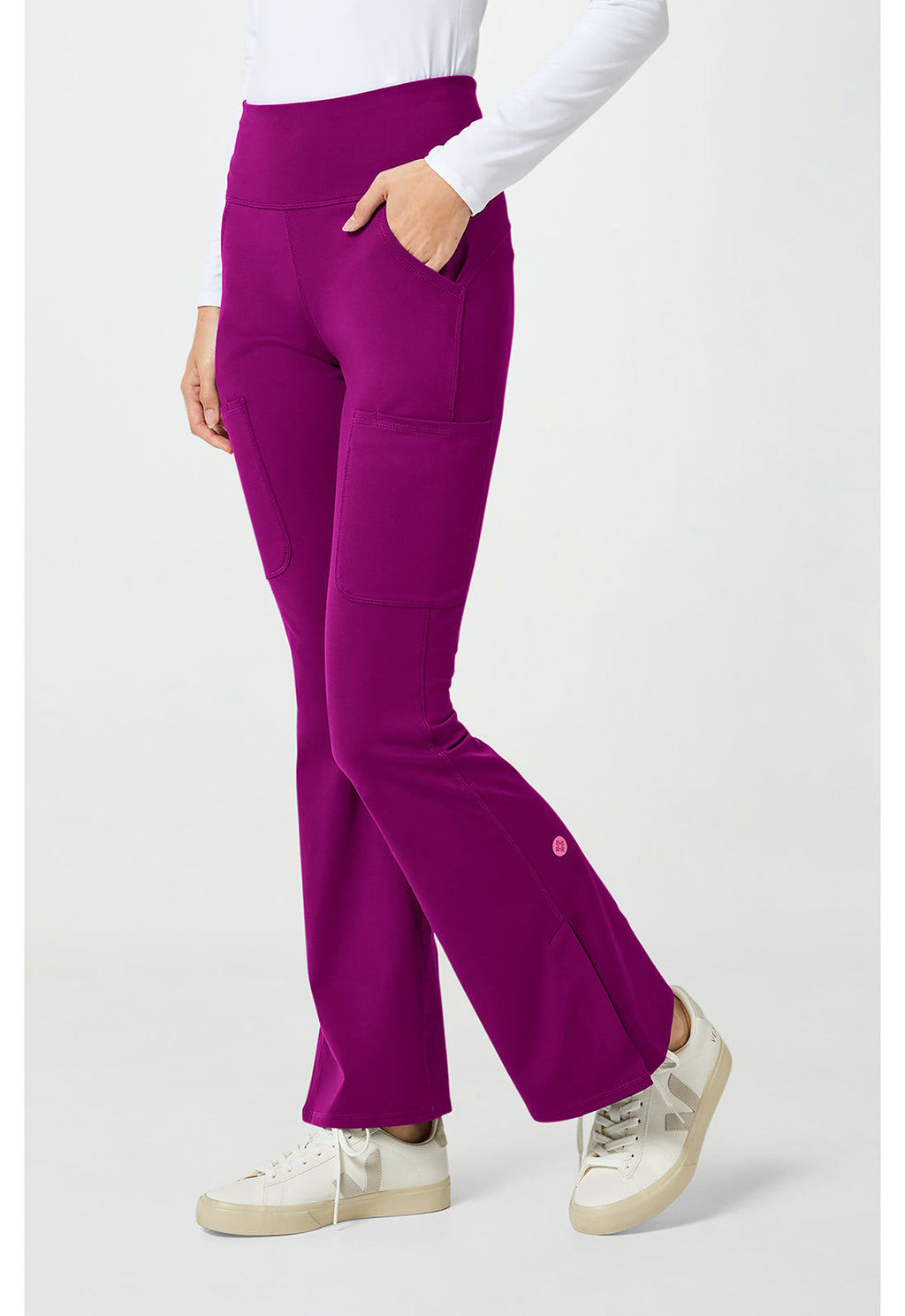 Amp Knit MC150 Women's Flare Leg Yoga Scrub Pants Plum Royale