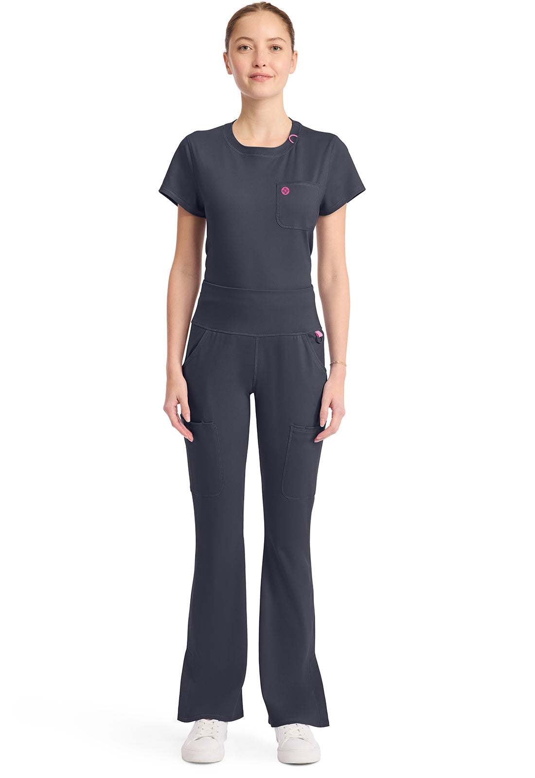 Amp Knit MC150 Women's Flare Leg Yoga Scrub Pants Pewter