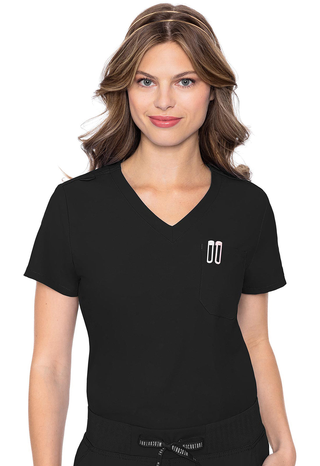 Insight MC2432 Women's One Pocket Tuck-In Scrub Top Black