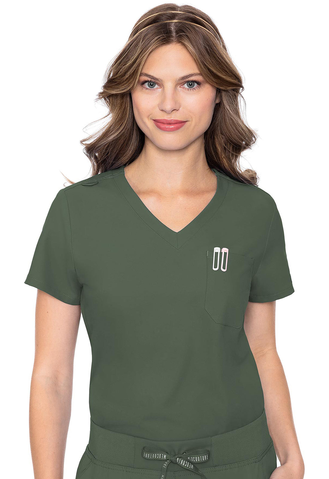 Insight MC2432 Women's One Pocket Tuck-In Scrub Top Olive