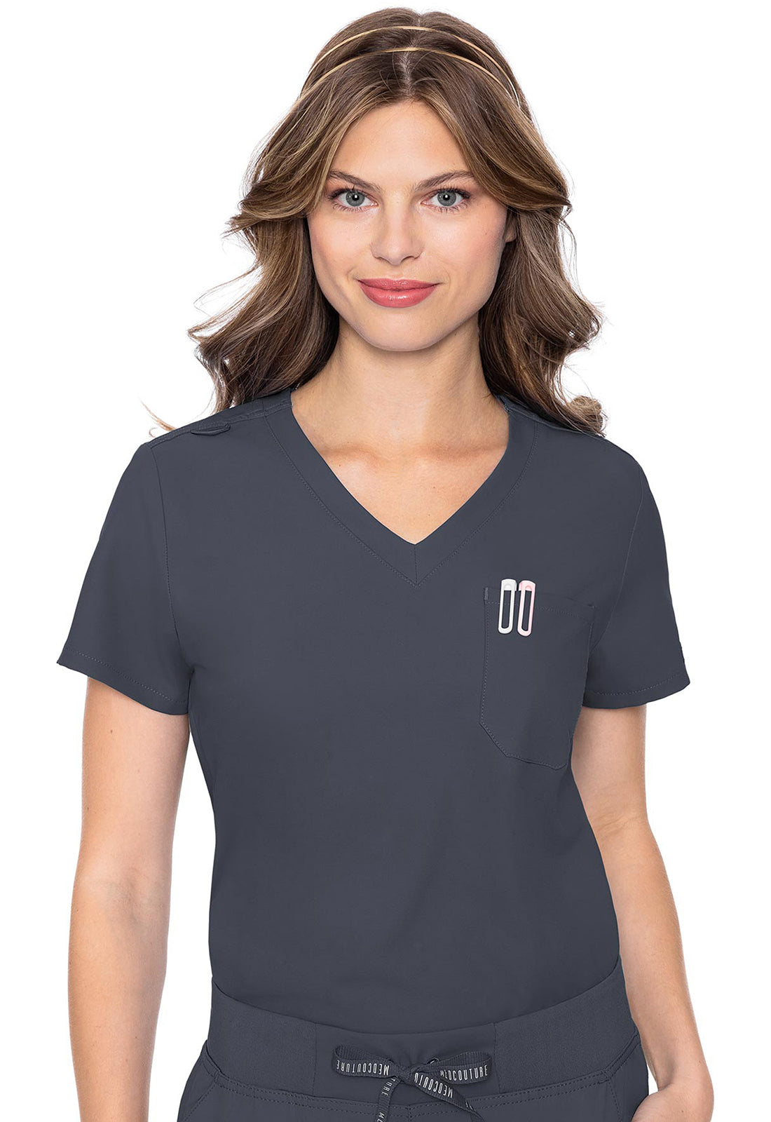 Insight MC2432 Women's One Pocket Tuck-In Scrub Top Pewter