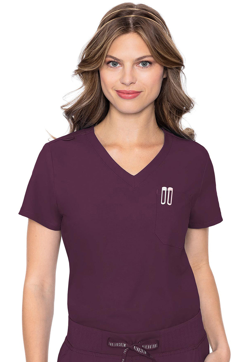 Insight MC2432 Women's One Pocket Tuck-In Scrub Top Wine