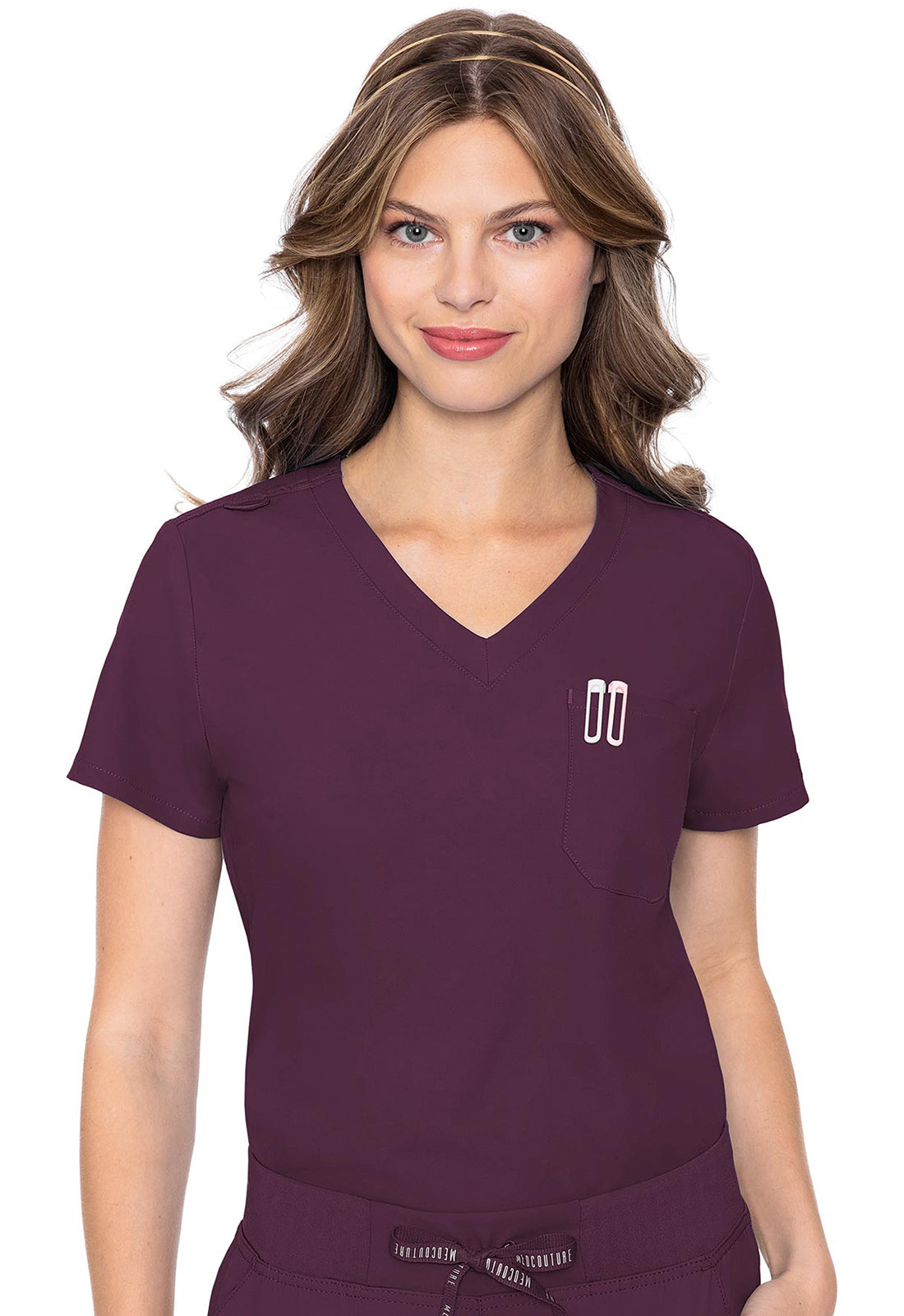 Insight MC2432 Women's One Pocket Tuck-In Scrub Top Wine