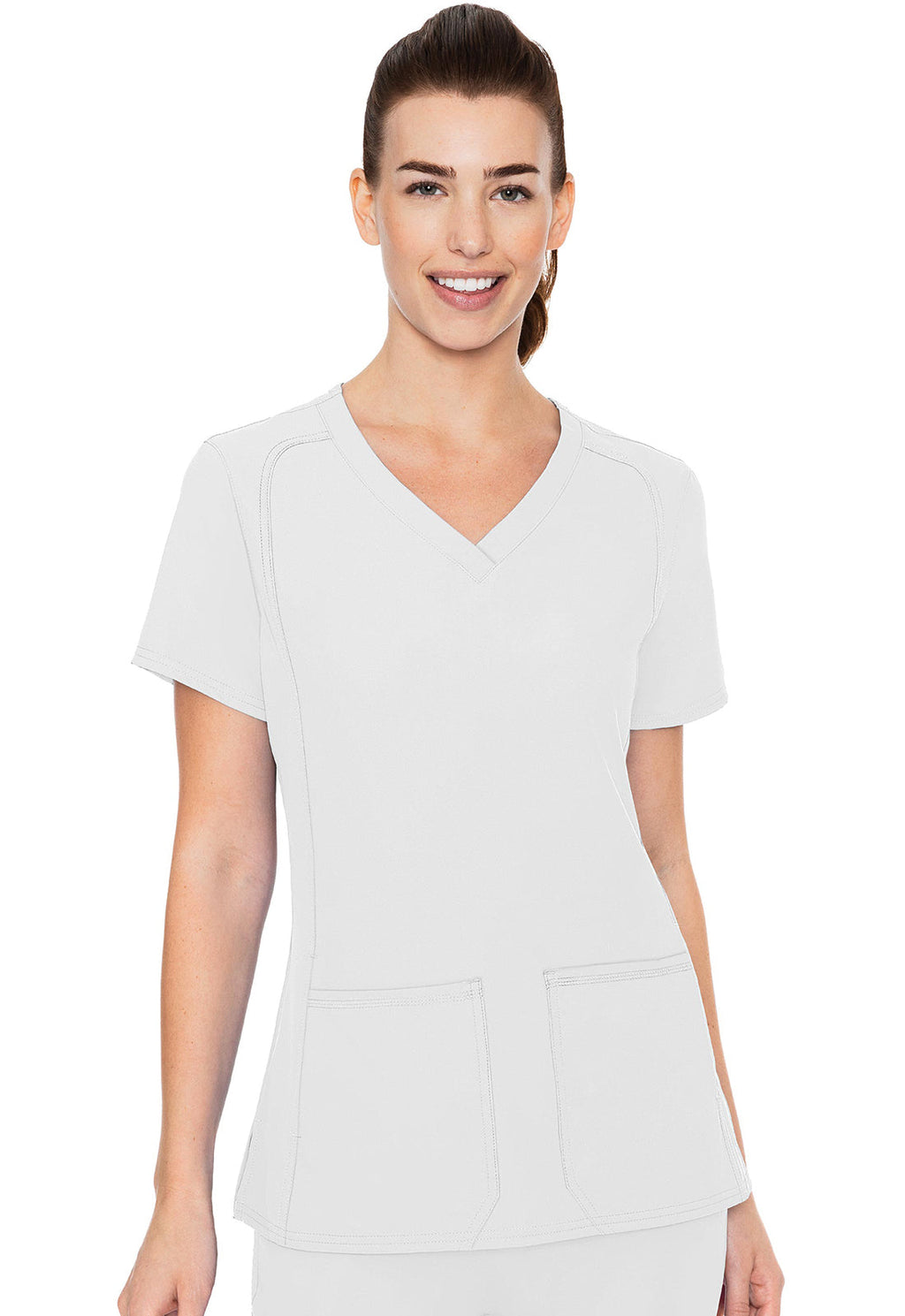 Insight MC2468W Women's Side Pocket Scrub Top White