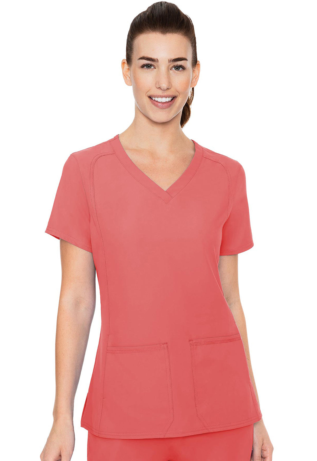 Insight MC2468 Women's Side Pocket Scrub Top Coral