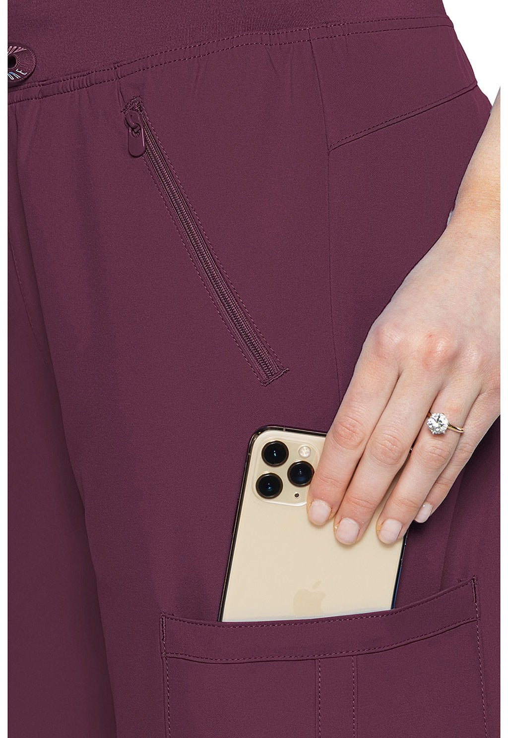 Insight MC2702 Women's Zipper Scrub Pants Wine