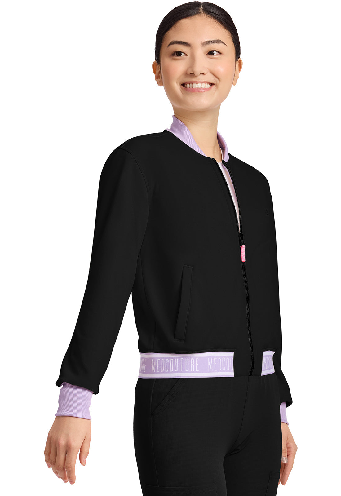 AMP MC304 Women's 2-Pocket Bomber Jacket Black