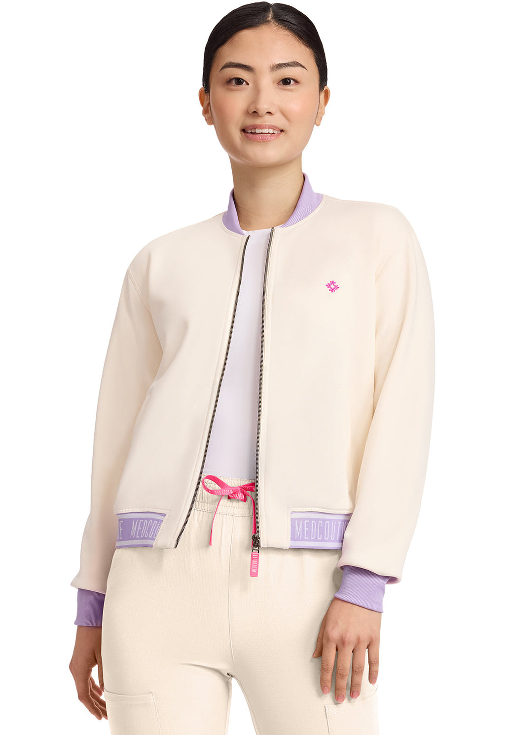 AMP MC304 Women's 2-Pocket Bomber Jacket Sweet Cream