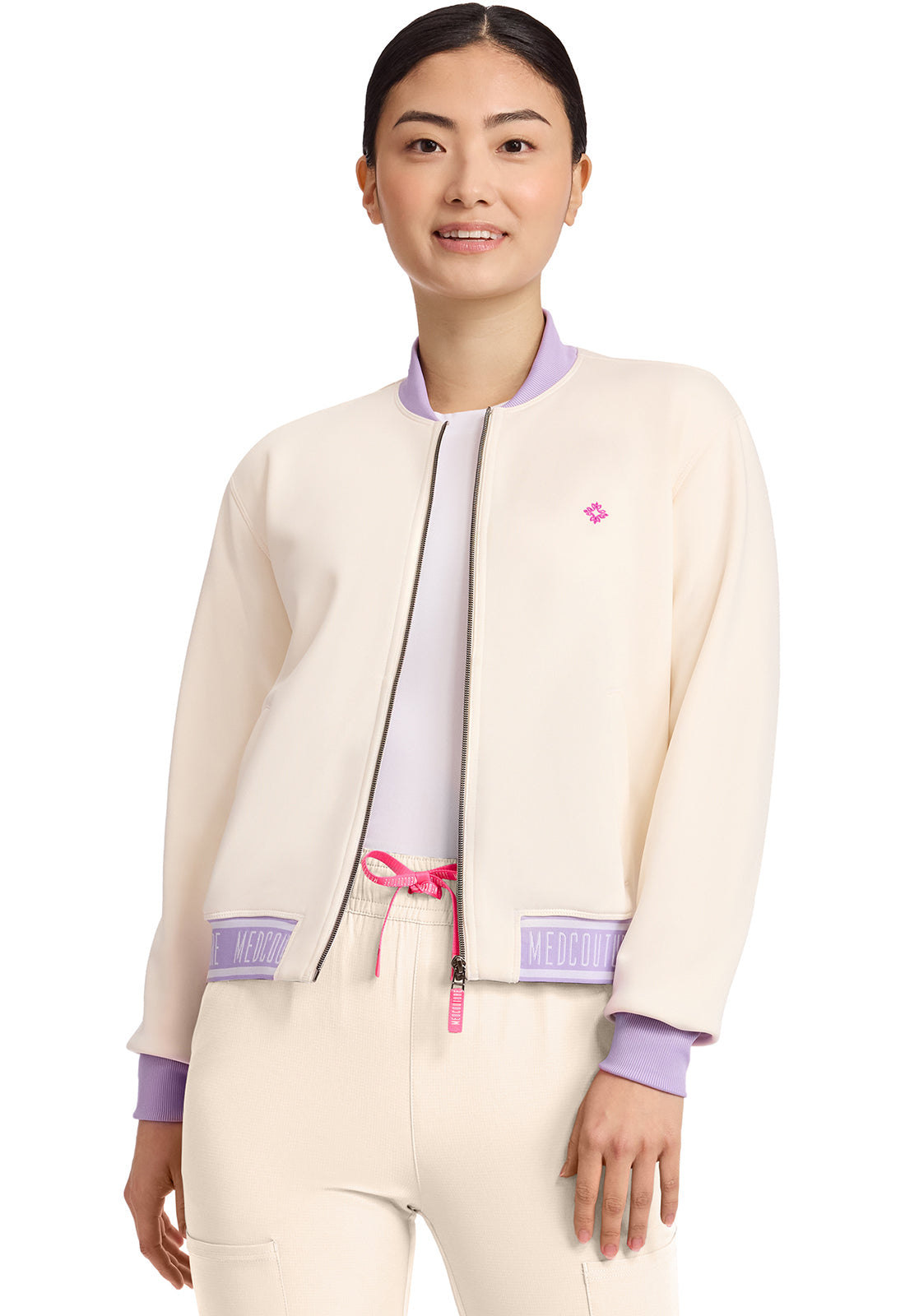 AMP MC304 Women's 2-Pocket Bomber Jacket Sweet Cream