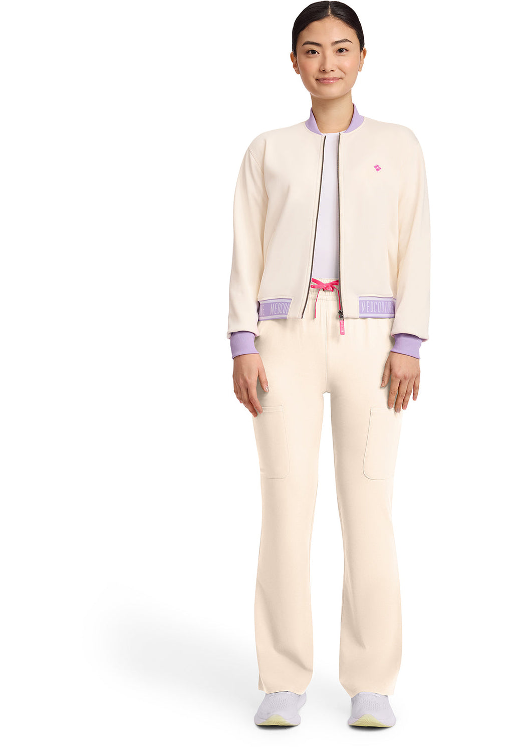AMP MC304 Women's 2-Pocket Bomber Jacket Sweet Cream