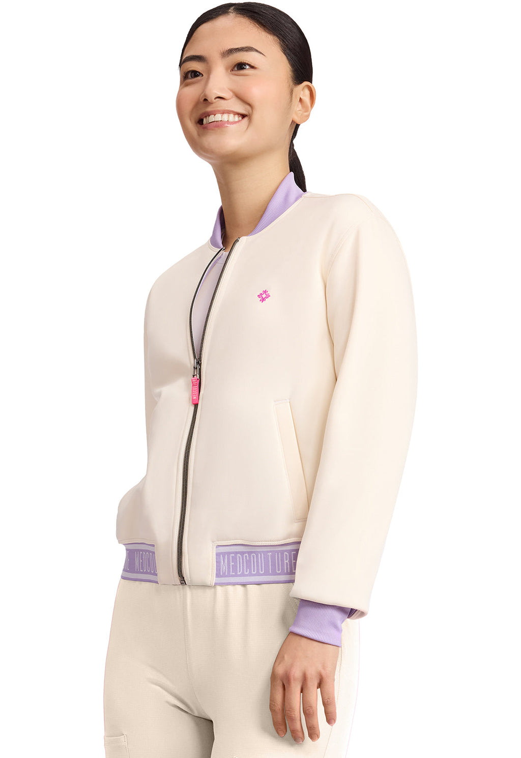 AMP MC304 Women's 2-Pocket Bomber Jacket Sweet Cream