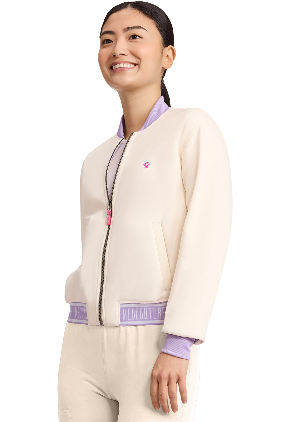 AMP MC304 Women's 2-Pocket Bomber Jacket Sweet Cream
