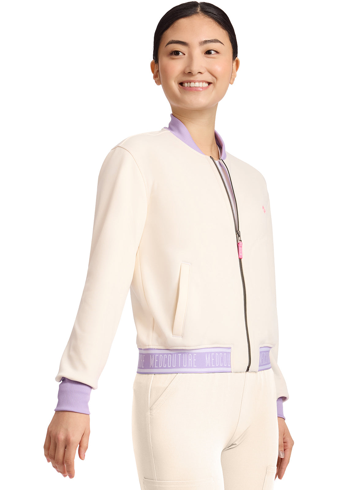 AMP MC304 Women's 2-Pocket Bomber Jacket Sweet Cream