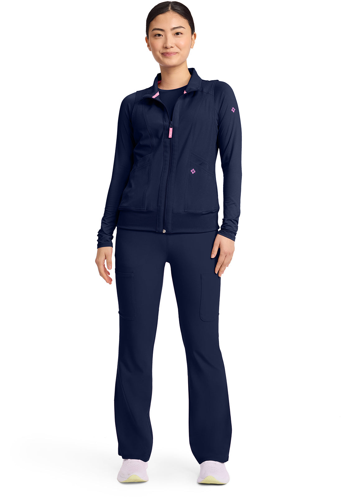 Amp MC500 Women's 4-Pocket Zip Front Scrub Vests Navy