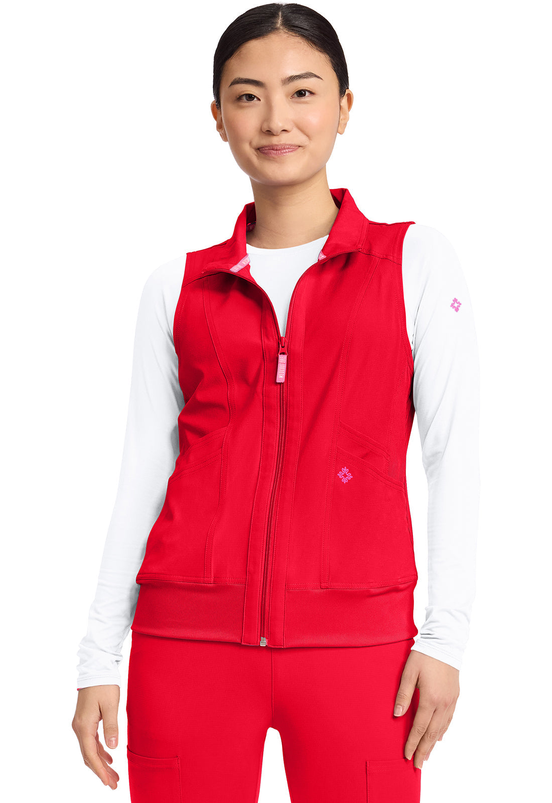 Amp MC500 Women's 4-Pocket Zip Front Scrub Vests Solar Flare