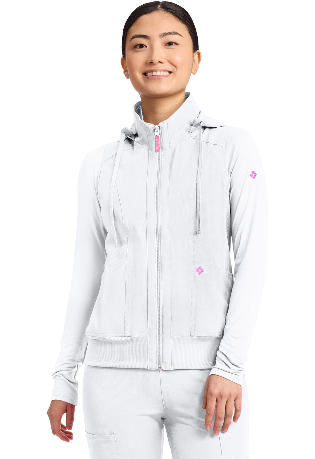 Amp MC500 Women's 4-Pocket Zip Front Scrub Vests White
