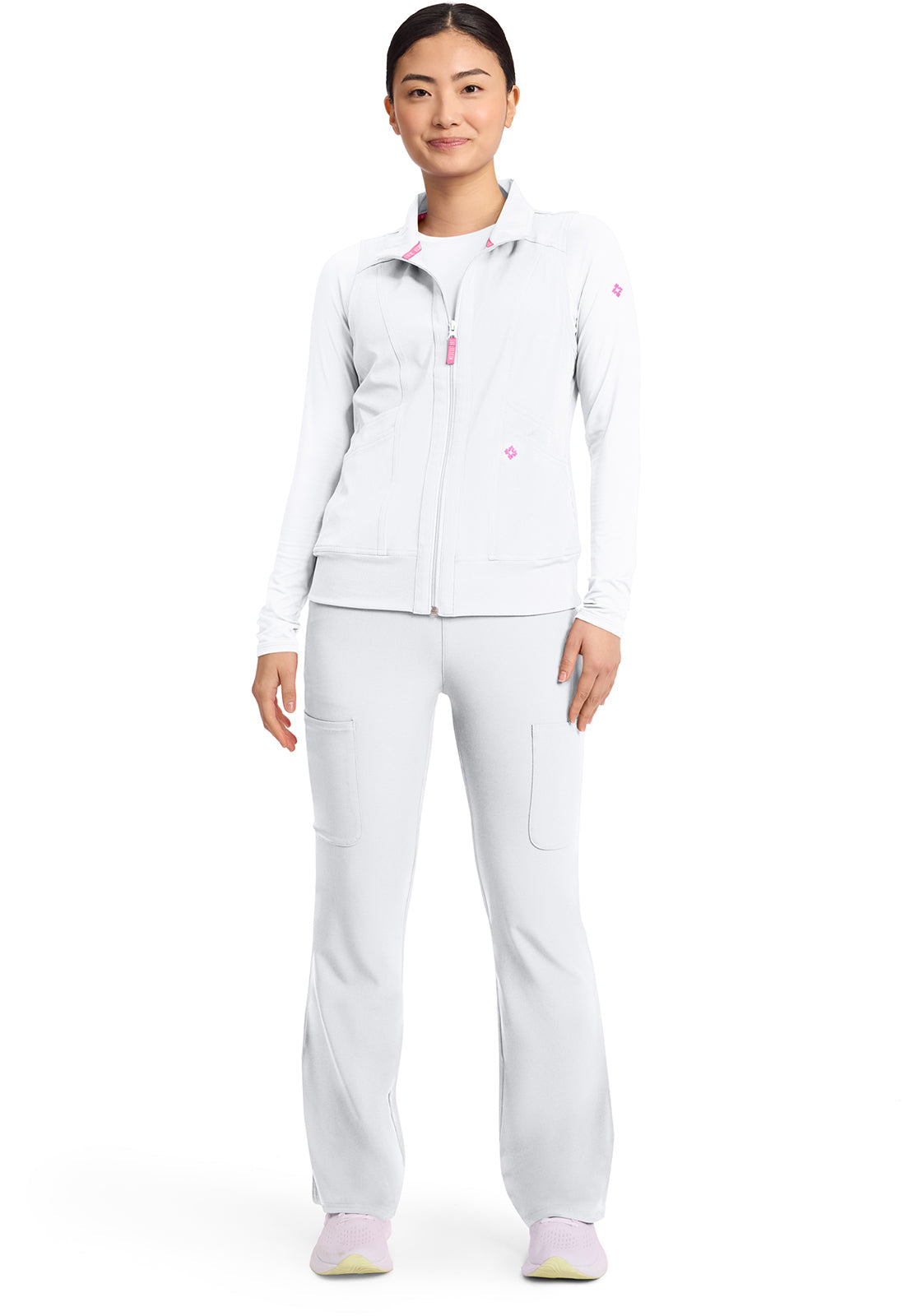 Amp MC500 Women's 4-Pocket Zip Front Scrub Vests White