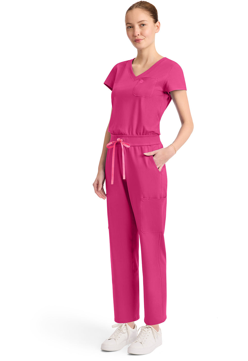 AMP Knit MC550 V-Neck Jumpsuit Pink Power