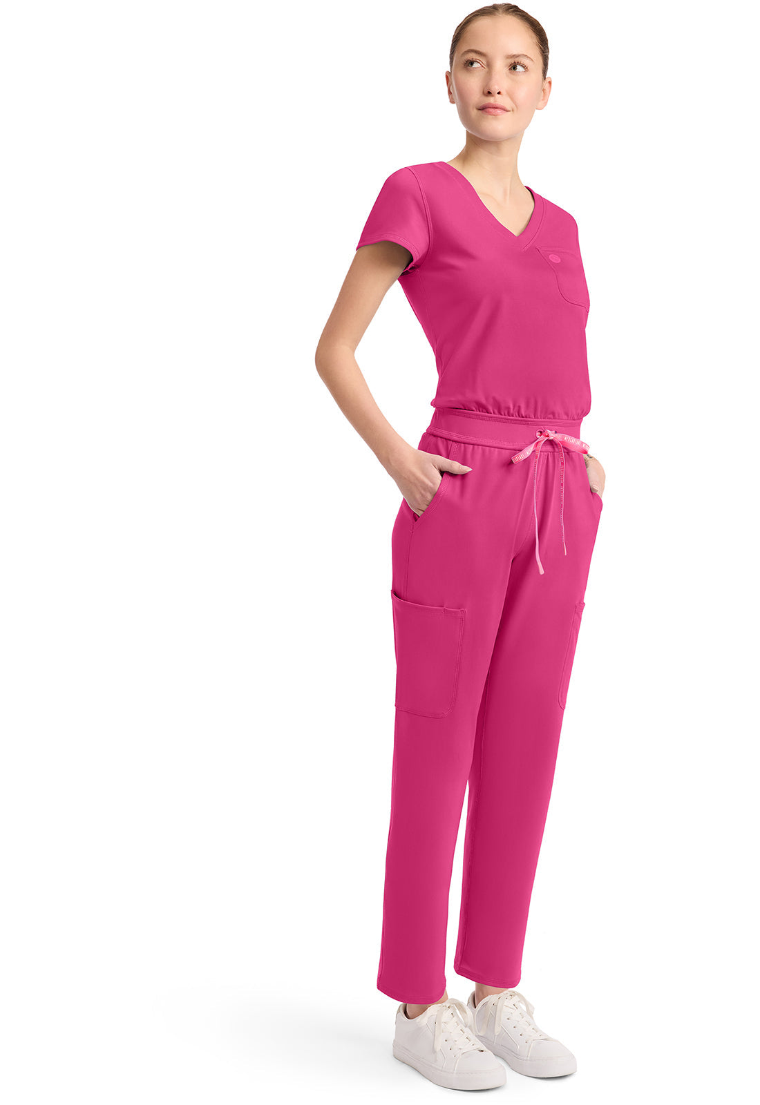 AMP Knit MC550 V-Neck Jumpsuit Pink Power