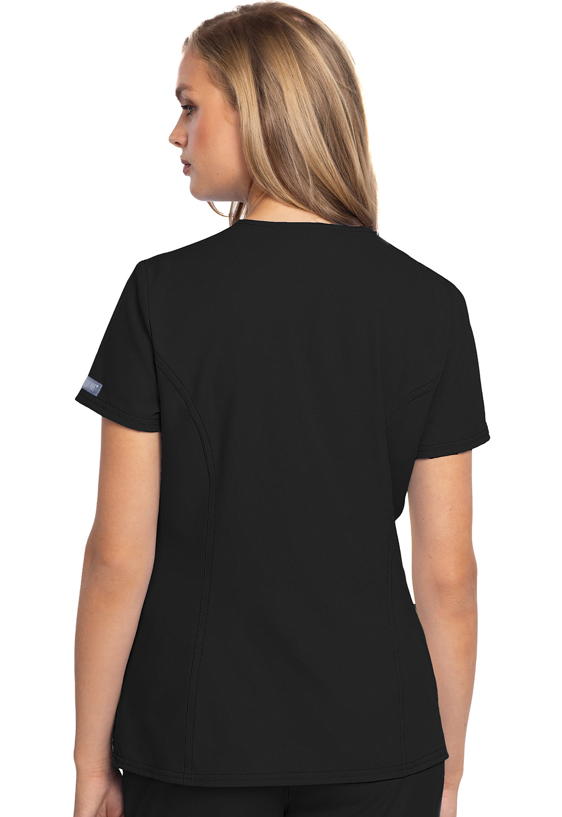 Insight MC609 Zip Front Henley Top Black | Scrubs for Women