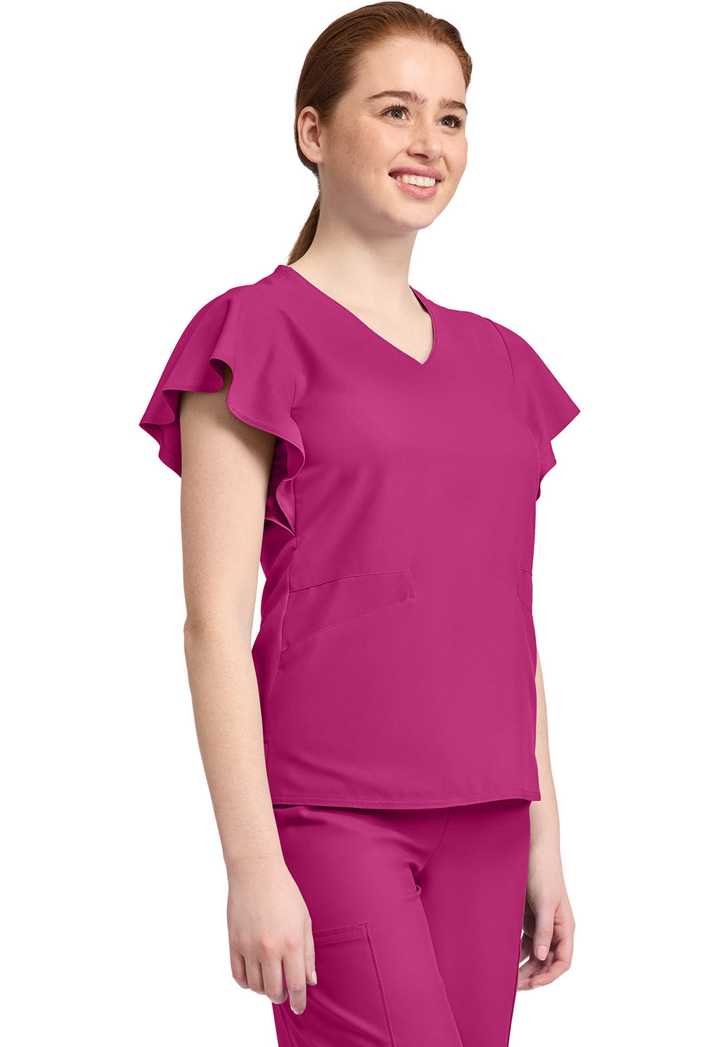 Insight MC611 Women's 2-Pocket Flutter Sleeve V-Neck Aurora Berryalis