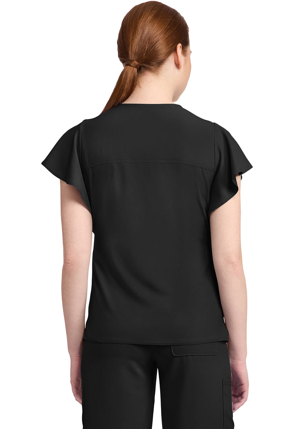 Insight MC611 Women's 2-Pocket Flutter Sleeve V-Neck Black