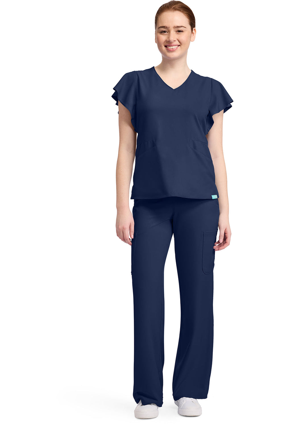 Insight MC611 Women's 2-Pocket Flutter Sleeve V-Neck Navy