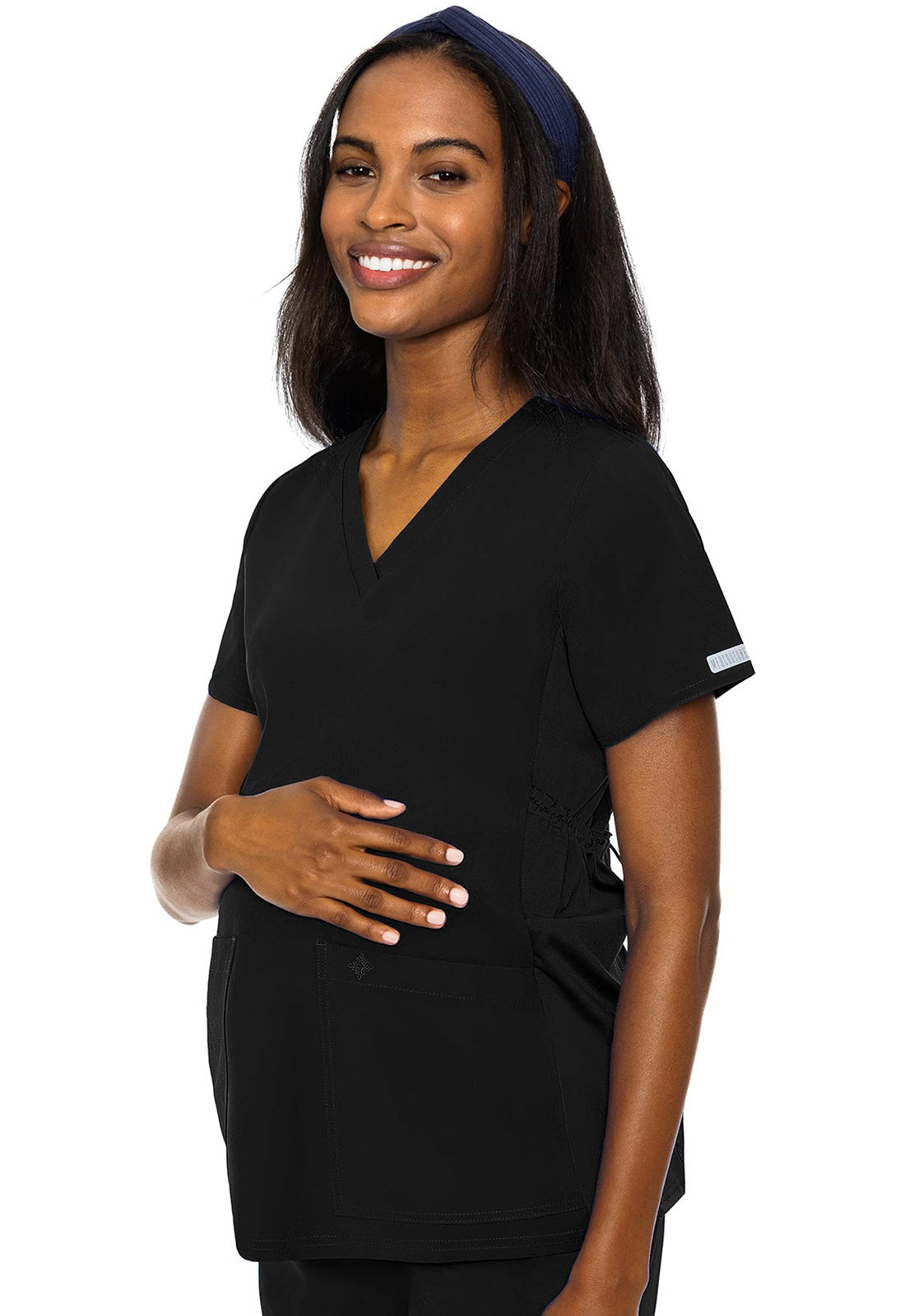 Touch MC628 Women's Maternity V-Neck Scrub Top Black