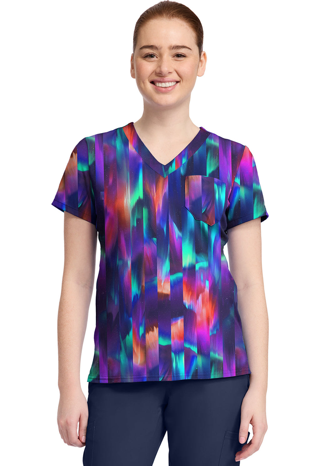 Prints MC632 Print V-Neck Top Aurora Stripe