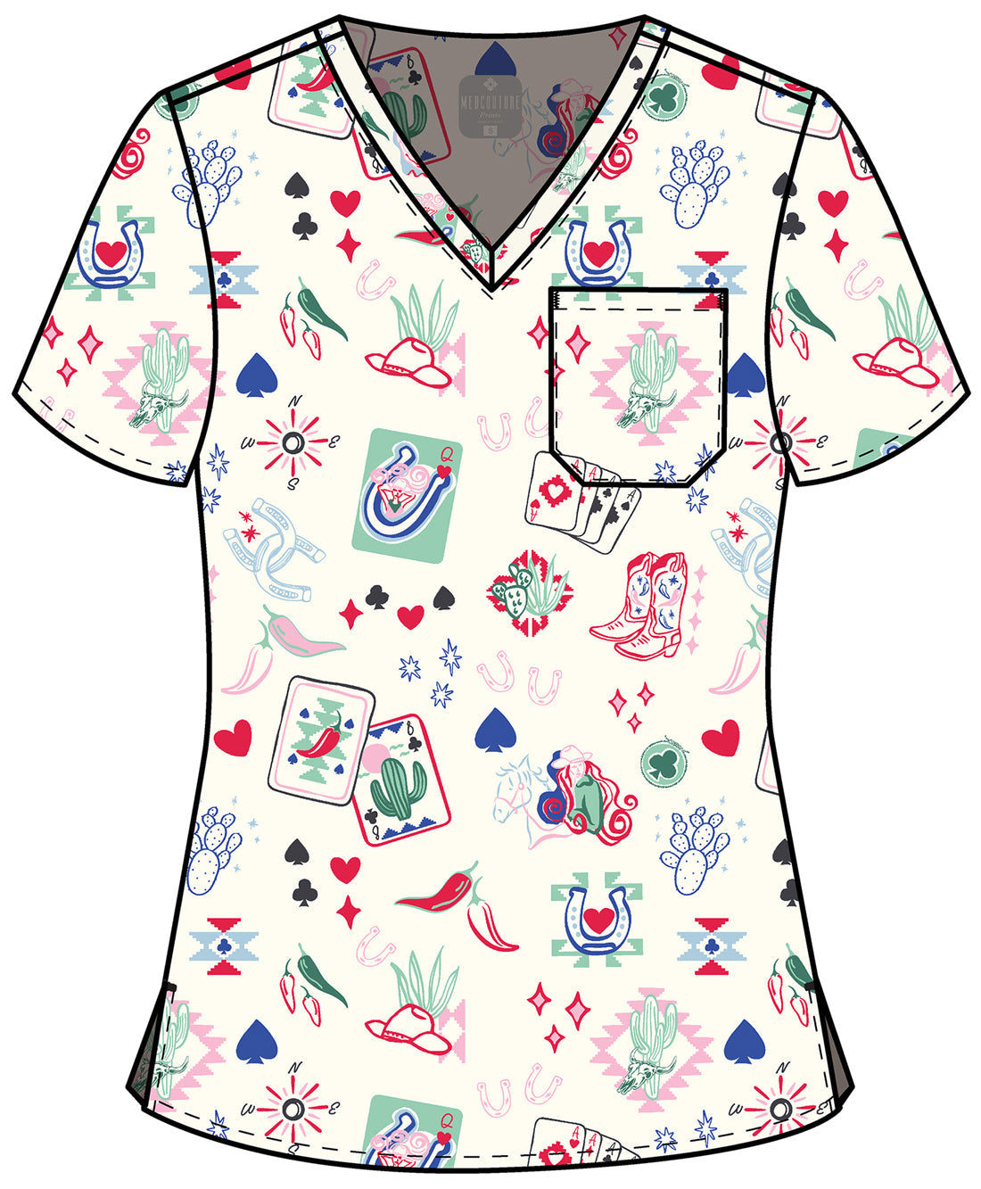Prints MC632 Print V-Neck Top Lady Luck