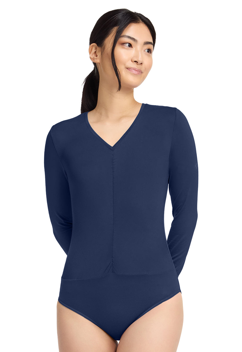 Layers MC698 Ruched Underscrub Bodysuit Navy