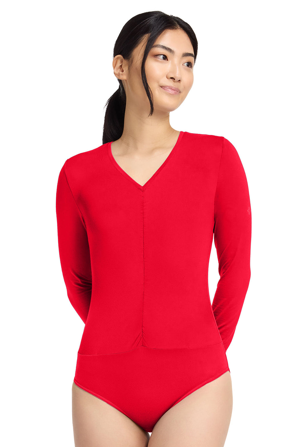 Layers MC698 Ruched Underscrub Bodysuit Solar Flare