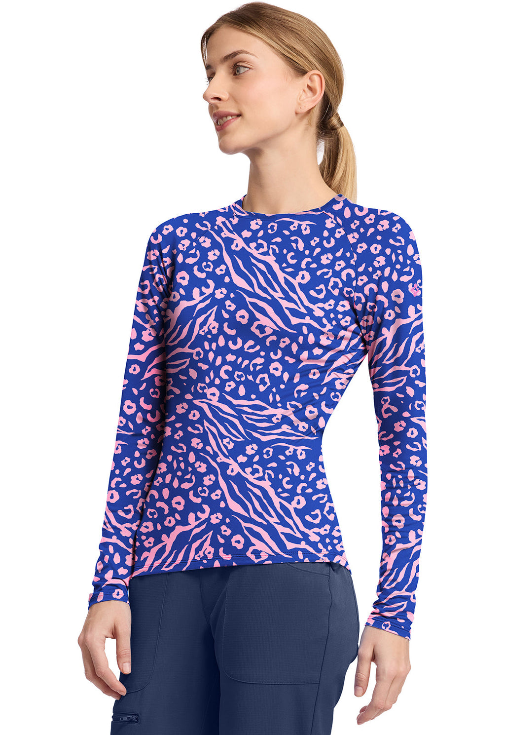 Layers MC699 Women's Printed Long Sleeve Underscrub T Two Tone Skin