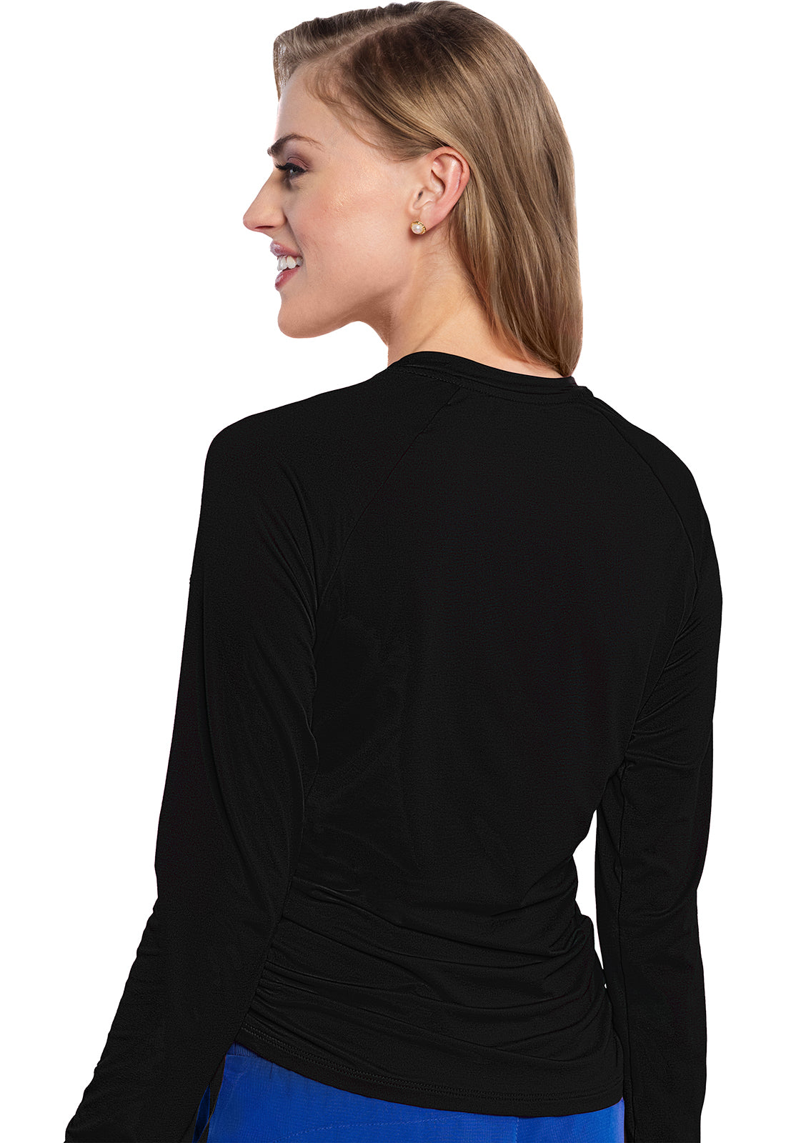 Layers MC700 Women's Long Sleeve Ruched Underscrub Black