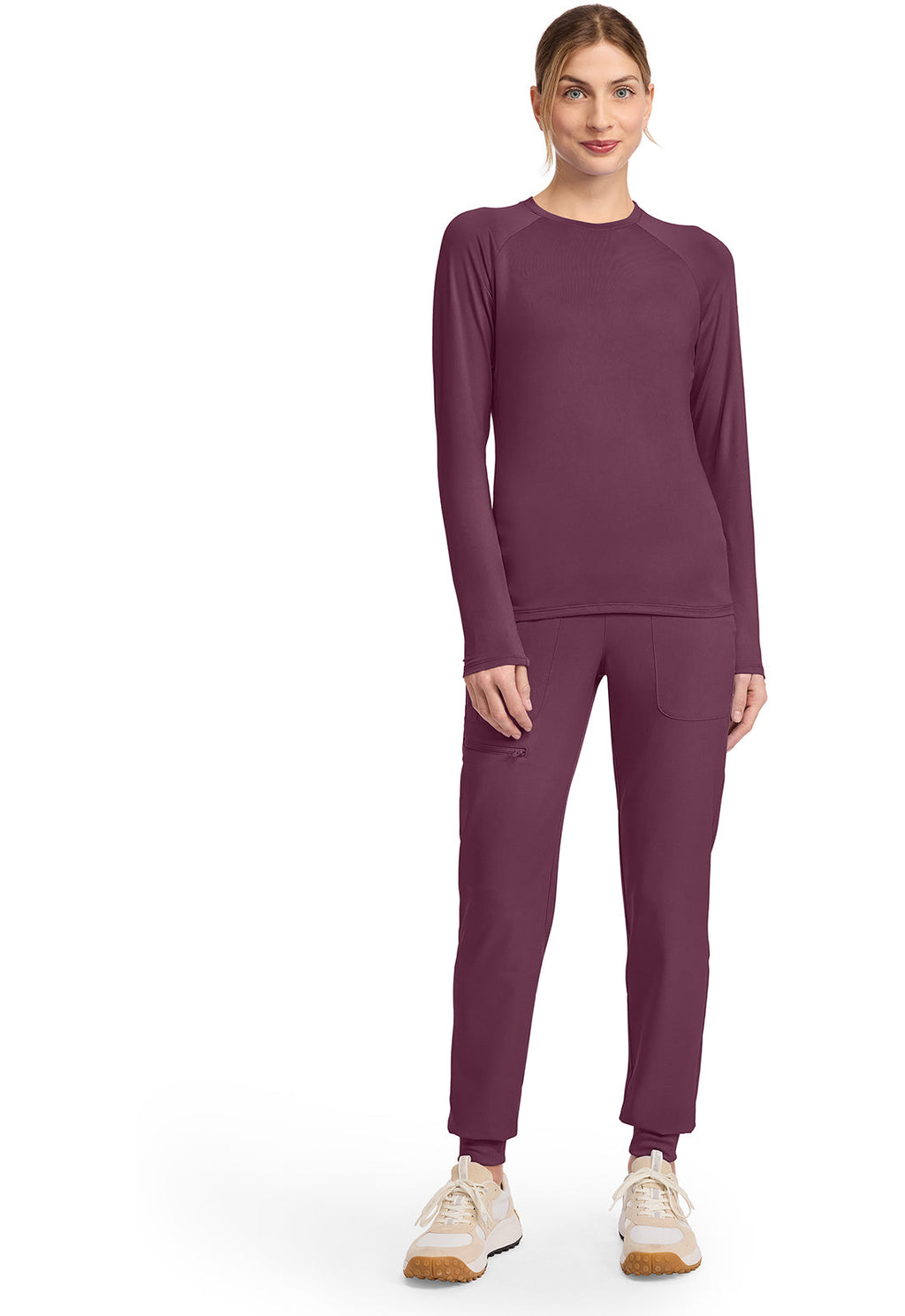 Layers MC700 Women's Long Sleeve Ruched Underscrub Wine