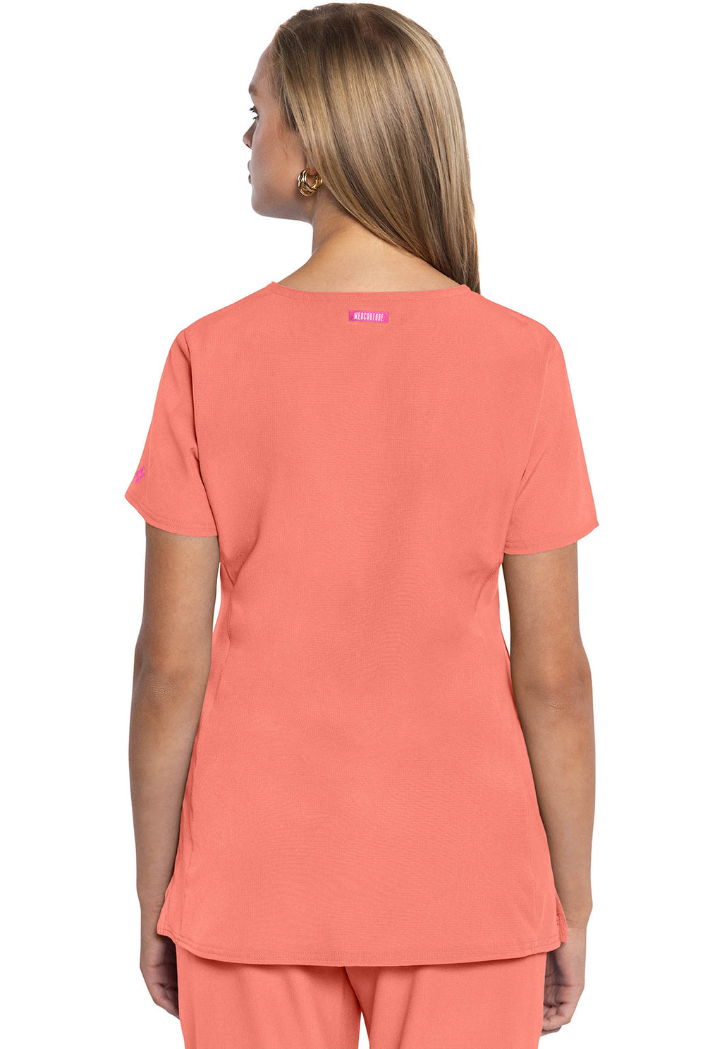 Amp MC702 Women's V-Neck Scrub Top Coral Fusion