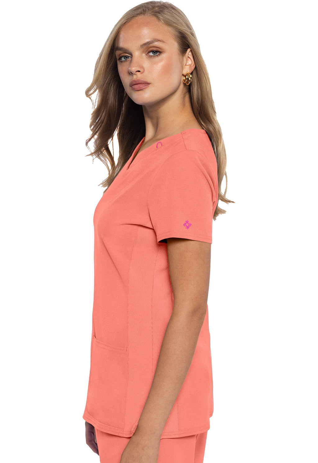 Amp MC702 Women's V-Neck Scrub Top Coral Fusion