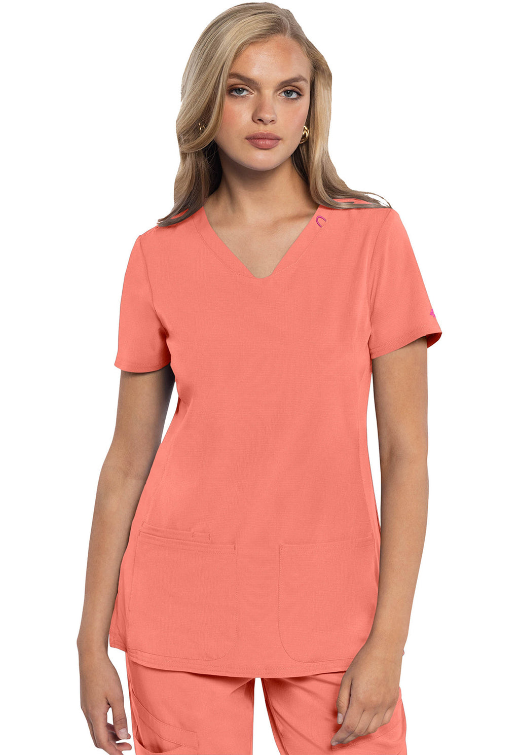 Amp MC702 Women's V-Neck Scrub Top Coral Fusion
