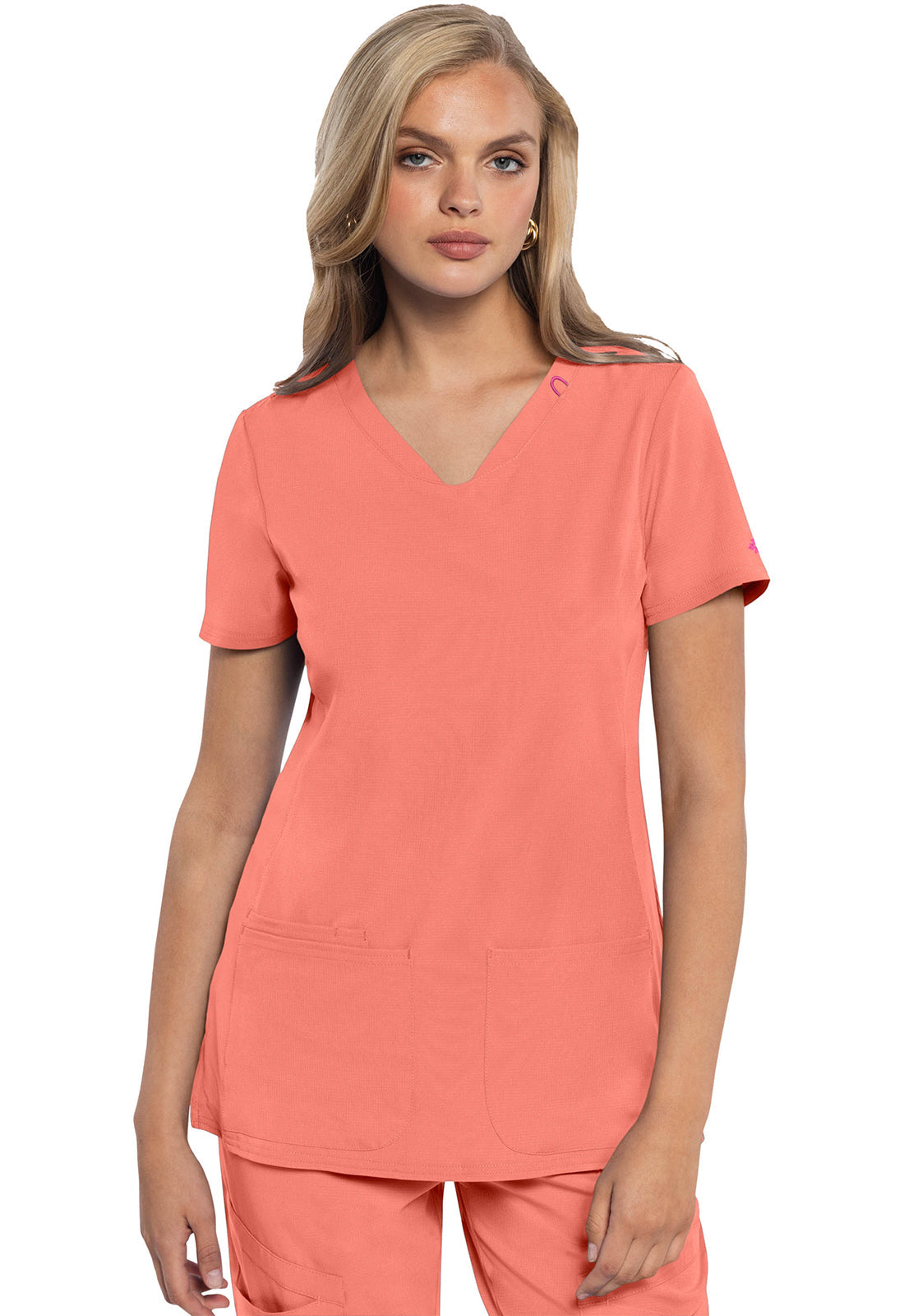 Amp MC702 Women's V-Neck Scrub Top Coral Fusion