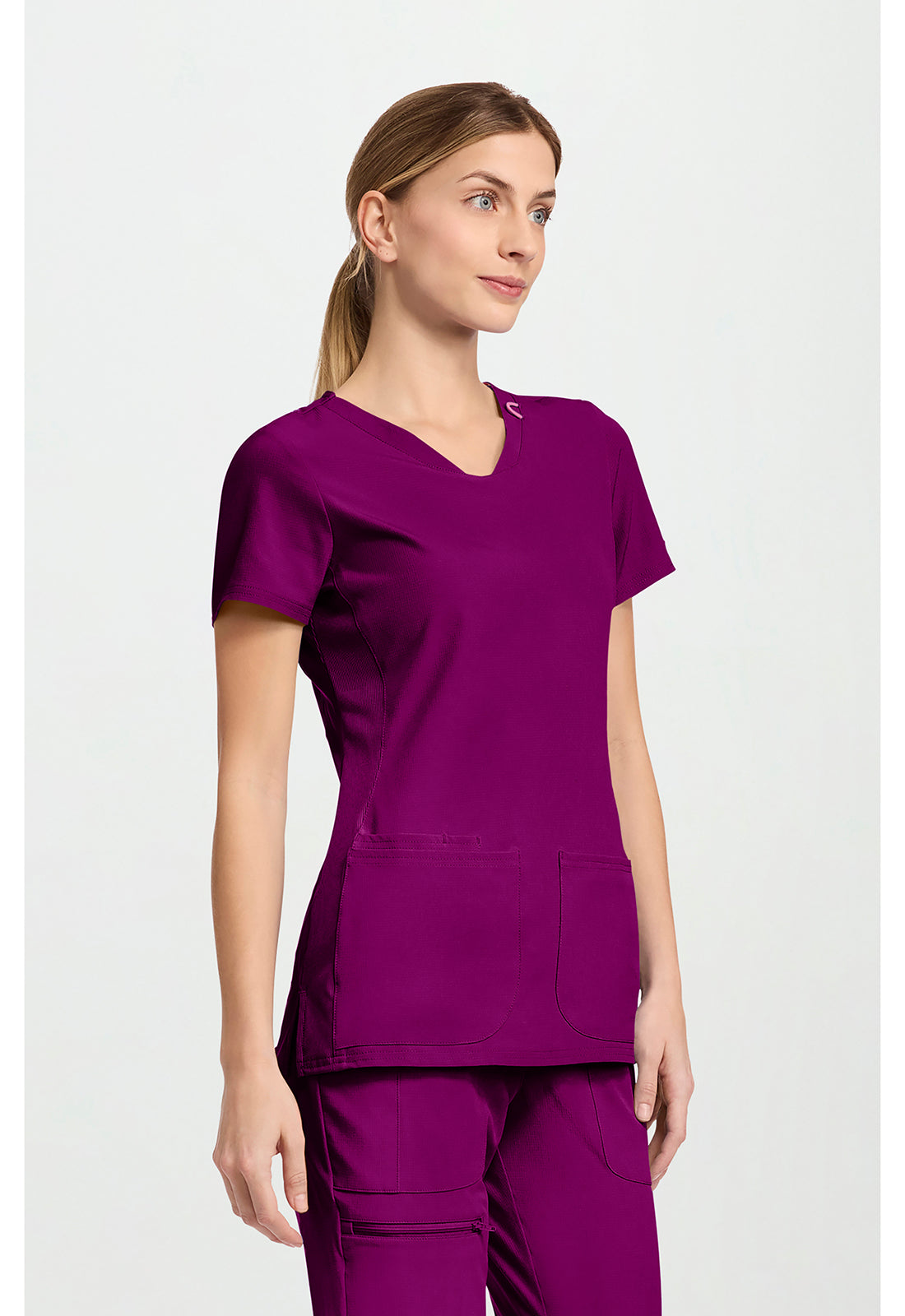 Amp MC702 Women's V-Neck Scrub Top Plum Royale