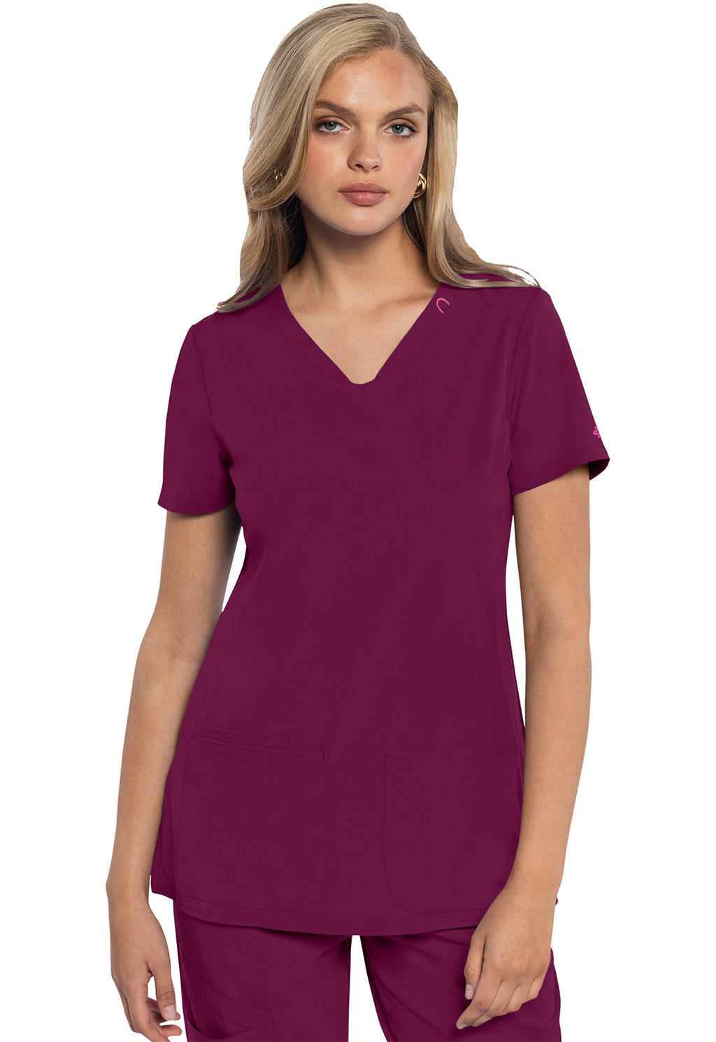 Amp MC702 Women's V-Neck Scrub Top Wine