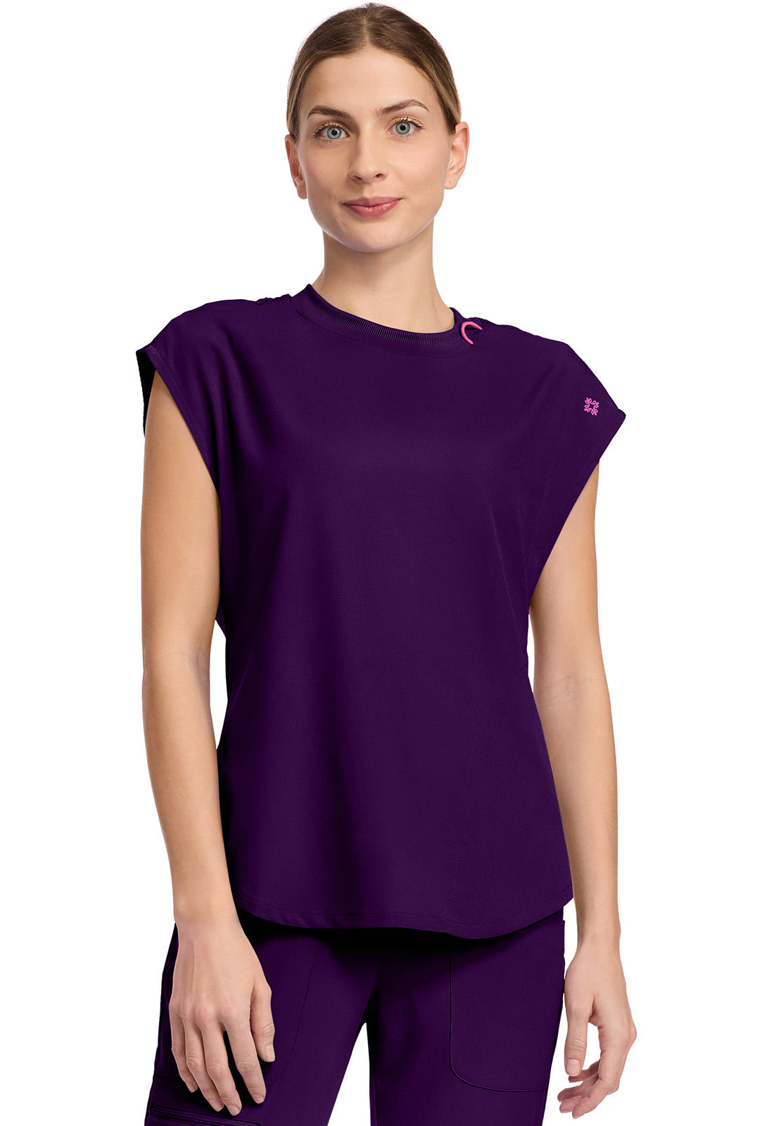 AMP MC703 Round Neck Tuckable Top Eggplant