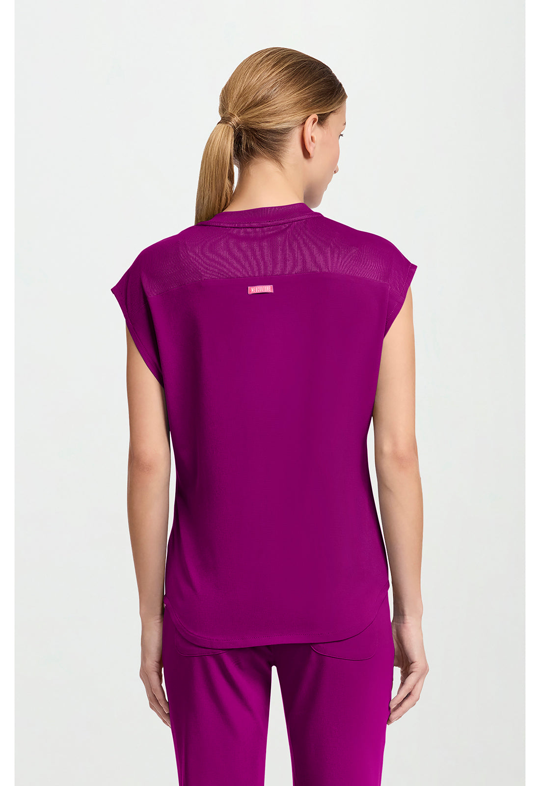 Amp MC703 Women's Round Neck Tuckable Scrub Top Plum Royale