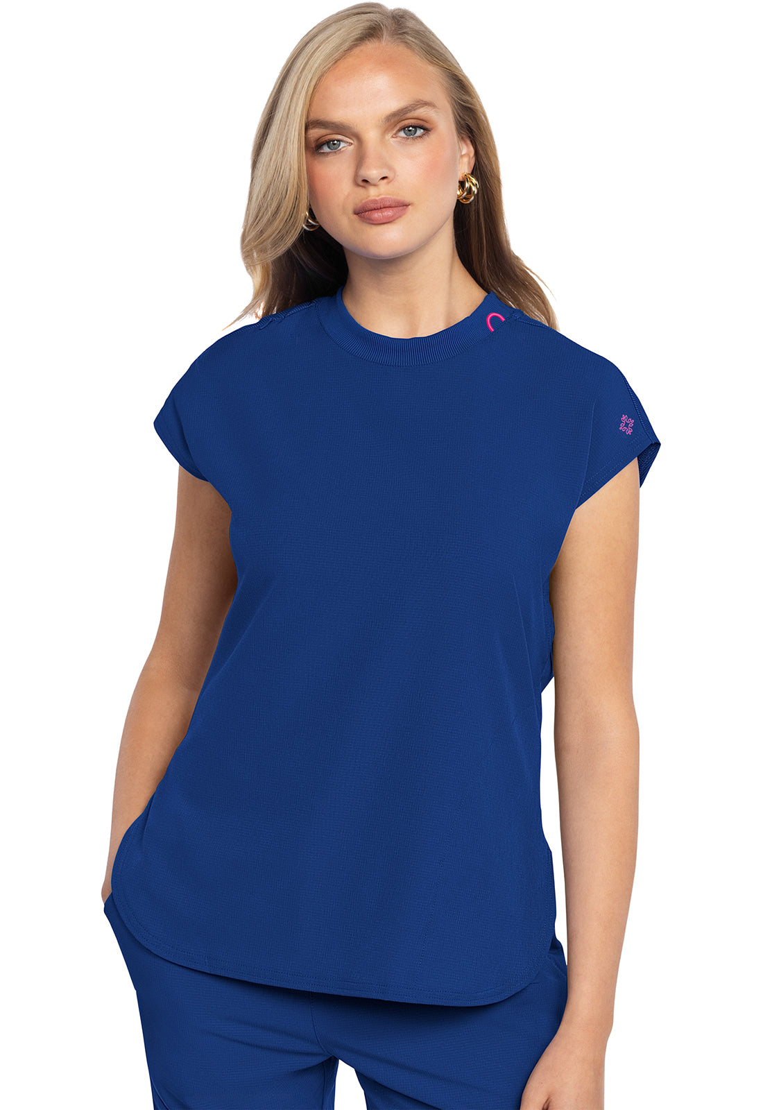 Amp MC703 Women's Round Neck Tuckable Scrub Top Royal