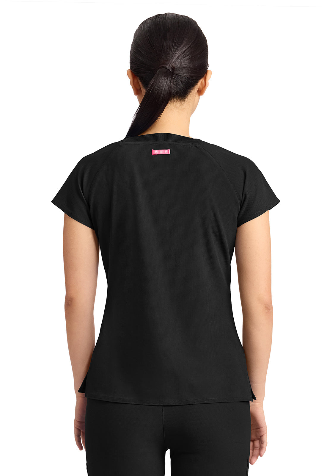 Amp MC704 Women's 3-Pocket Square Neck Scrub Top Black
