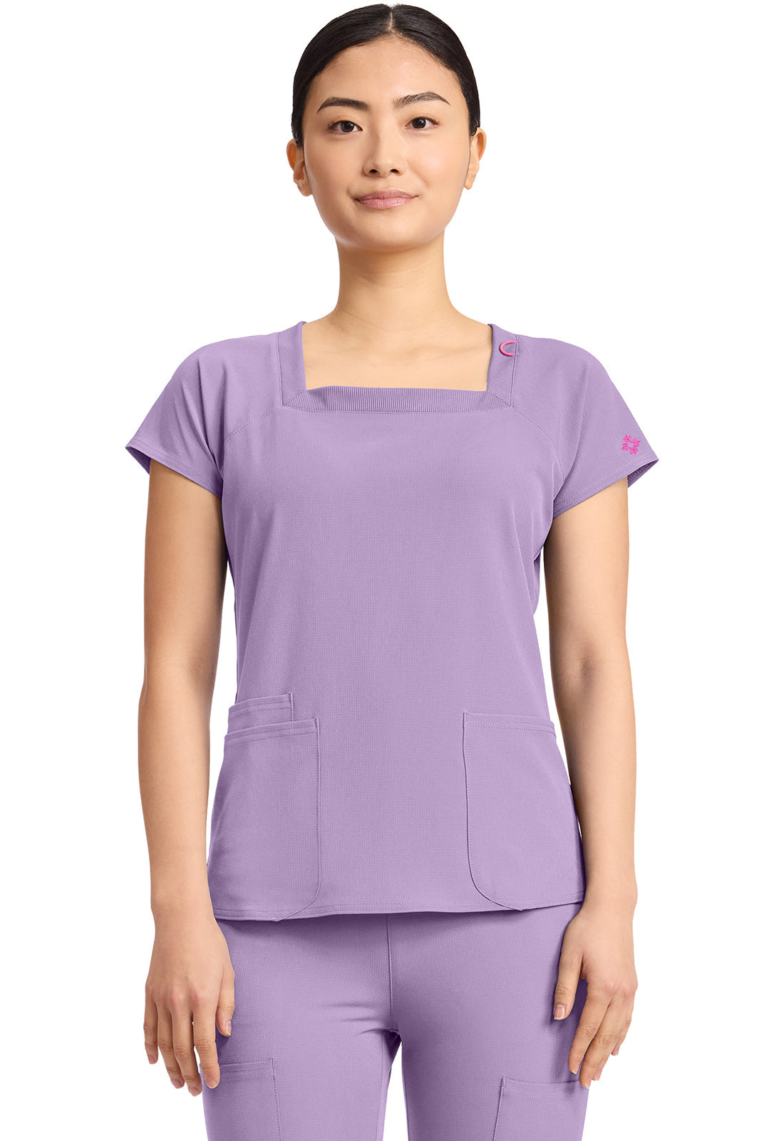 AMP MC704 Women's 3-Pocket Square Neck Top Digital Lavender