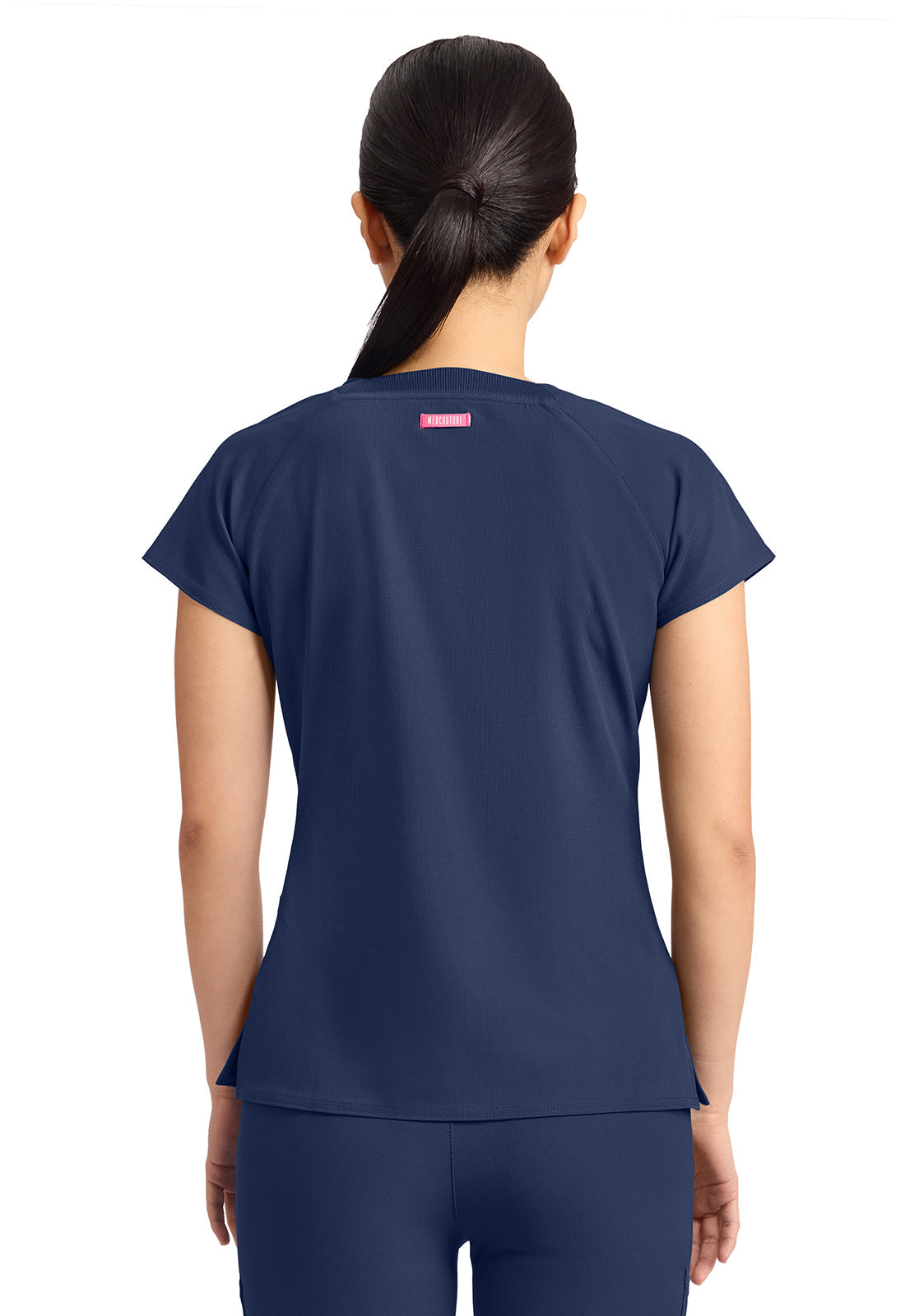 Amp MC704 Women's 3-Pocket Square Neck Scrub Top Navy