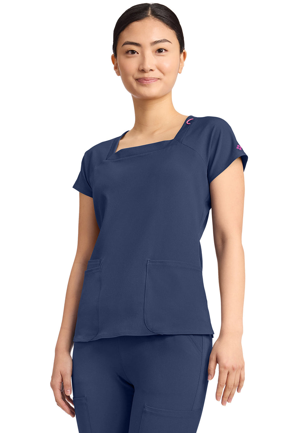 AMP MC704 Women's 3-Pocket Square Neck Top Navy