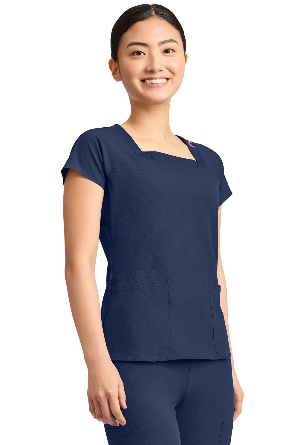 AMP MC704 Women's 3-Pocket Square Neck Top Navy